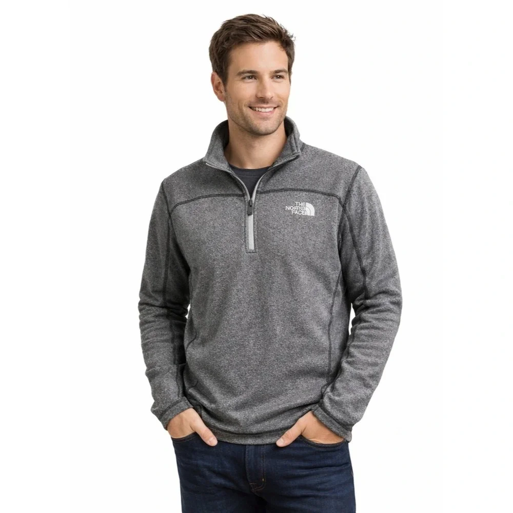 THE NORTH FACE Quarter Zip Fleece‎ Pullover Mens Small Gray Lightweight